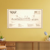 USS Maine - Schip Blauwdruk Plannen SD Canvas Afdruk (Insitu (Woonkamer))