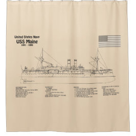 USS Maine - Schip Blauwdruk Plannen SD Douchegordijn