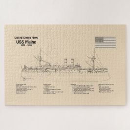 USS Maine - Schip Blauwdruk Plannen SD Legpuzzel