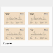 USS Maine - Schip Blauwdruk Plannen SD Rechthoekige Sticker (Vel)