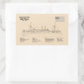 USS Maine - Schip Blauwdruk Plannen SD Rechthoekige Sticker (Tas)