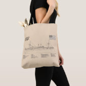 USS Maine - Schip Blauwdruk Plannen SD Tote Bag (Dichtbij)