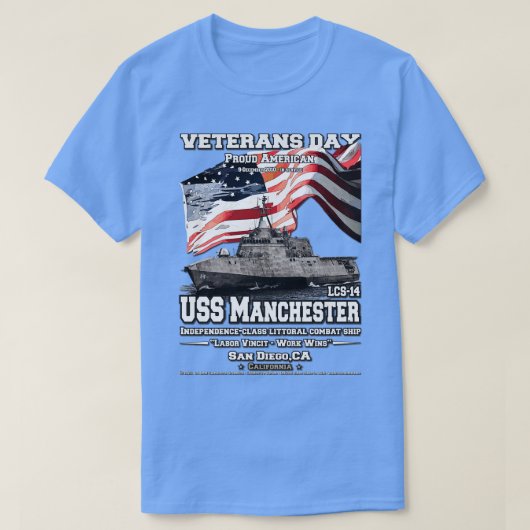 USS Manchester LCS14 littorale gevechtsschepen vet T-shirt (Design voorkant)
