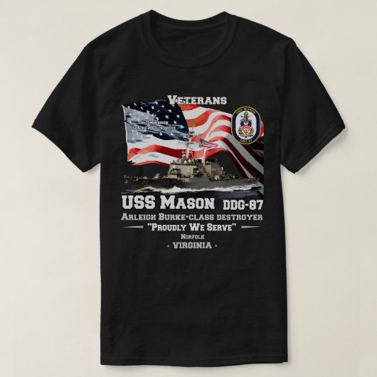 USS Mason destroyer Veterans T-shirt (Design voorkant)
