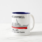 USS McCampbell, DDG-85, aanpasbare data gediend Tweekleurige Koffiemok (Voorkant rechts)