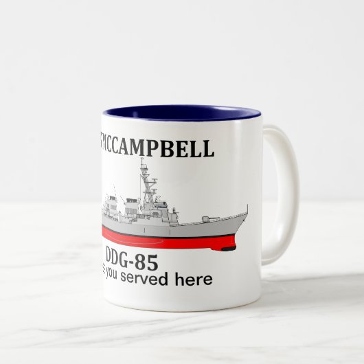 USS McCampbell, DDG-85, aanpasbare data gediend Tweekleurige Koffiemok (Voorkant rechts)