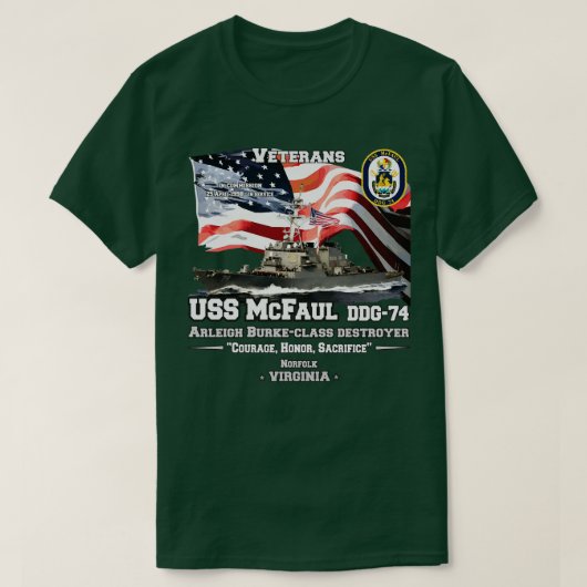 USS McFaul torpedojager veteranen T-shirt (Design voorkant)