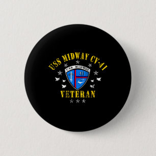 Uss Midway Cv 41 Vliegdekschip Veteraan Usa Vlag Ronde Button 5,7 Cm