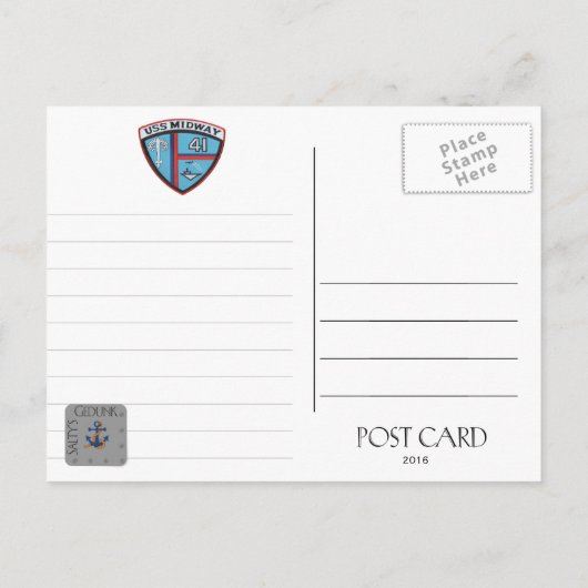 USS MIDWAY CV-41 VLIEGTUIG CARRIER - Briefkaart (Achterkant)