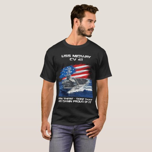 USS Midway CV 41 Vliegtuig transporteur Veteran US T-shirt (Voorkant volledig)