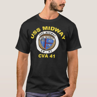 USS Midway (CVBCVACV-41) Crest voor donker T-shirt