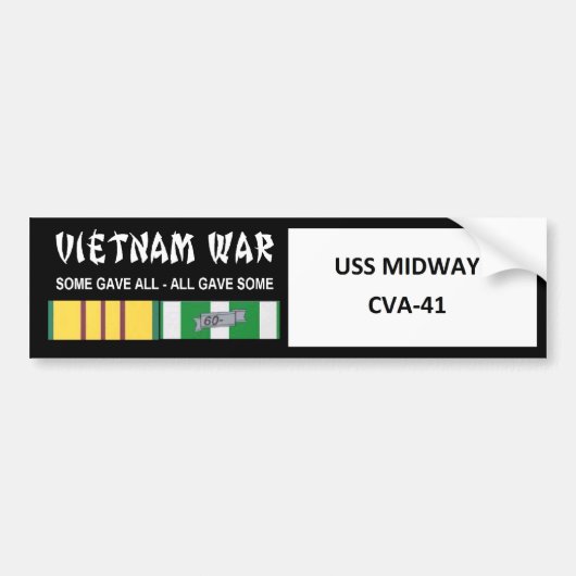 USS MIDWAY VIETNAM WAR VETERAN BUMPERSTICKER (Voorkant)
