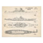 USS MISSOURI-blauwdrukken Foto Afdruk (Voorkant)