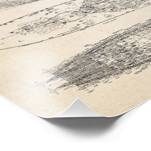 USS MISSOURI-blauwdrukken Foto Afdruk (Hoek)