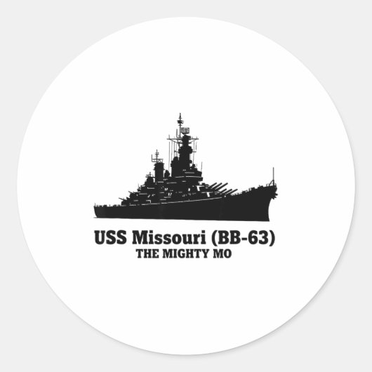 Uss Missouri Men Women Bb-63 Battleship Uss Missou Ronde Sticker (Voorkant)