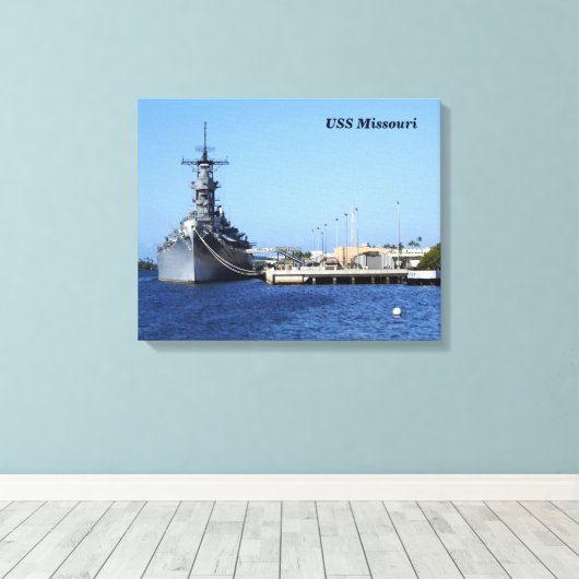 USS Missouri omwikkeld doek Canvas Afdruk (Insitu (Houten vloer))