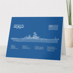 USS Missouri - Schip Blauwdruk Plannen ABD Bedankkaart