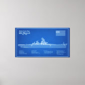 USS Missouri - Schip Blauwdruk Plannen ABD Canvas Afdruk (Voorkant)