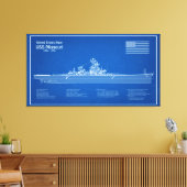 USS Missouri - Schip Blauwdruk Plannen ABD Canvas Afdruk (Insitu (Woonkamer))