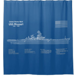 USS Missouri - Schip Blauwdruk Plannen ABD Douchegordijn