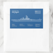 USS Missouri - Schip Blauwdruk Plannen ABD Rechthoekige Sticker (Tas)
