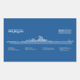 USS Missouri - Schip Blauwdruk Plannen ABD Rechthoekige Sticker