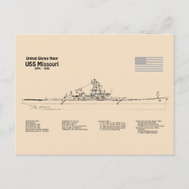 USS Missouri - Schip Blauwdruk Plannen SD Briefkaart