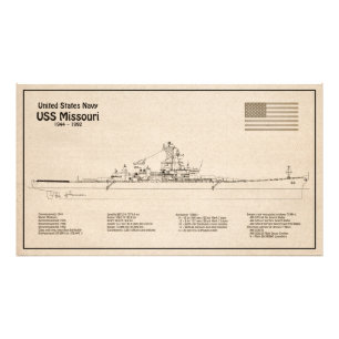 USS Missouri - Schip Blauwdruk Plannen SD Foto Afdruk