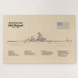 USS Missouri - Schip Blauwdruk Plannen SD Legpuzzel