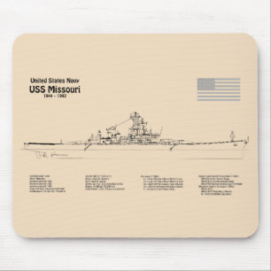 USS Missouri - Schip Blauwdruk Plannen SD Muismat
