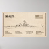 USS Missouri - Schip Blauwdruk Plannen SD Poster (Voorkant)