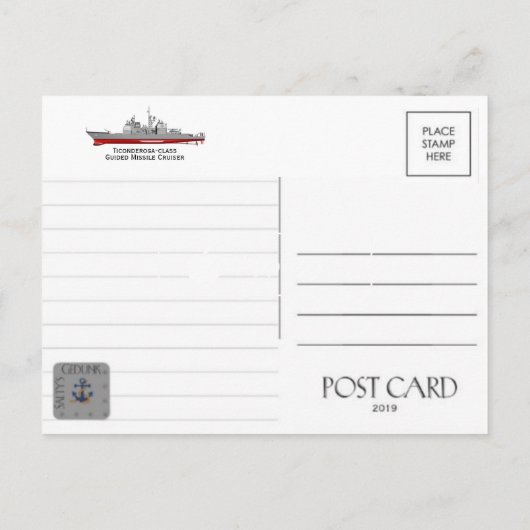 USS MOBILE CG-53 GELEIDE RAKETKRUISER BRIEFKAART (Achterkant)