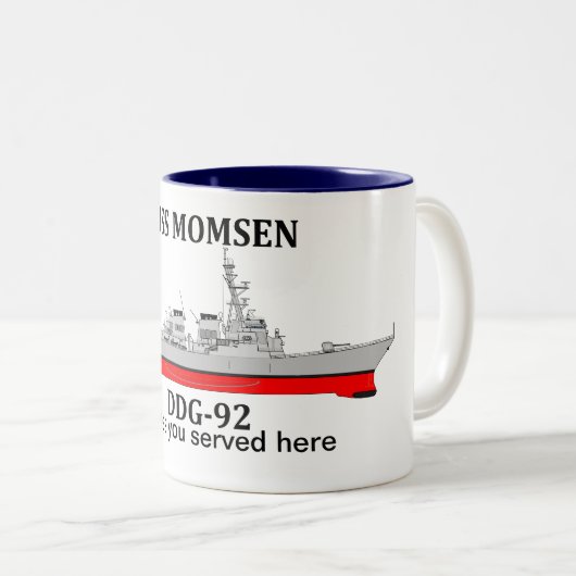 USS Momsen, DDG-92, aanpasbare data gediend Tweekleurige Koffiemok (Voorkant rechts)