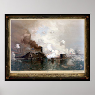 USS Monitor die CSS Virginia in dienst neemt - 186 Poster
