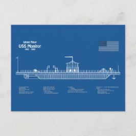 USS Monitor - Schip Blauwdruk Plannen ABD Briefkaart