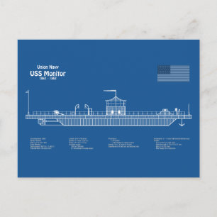 USS Monitor - Schip Blauwdruk Plannen ABD Briefkaart