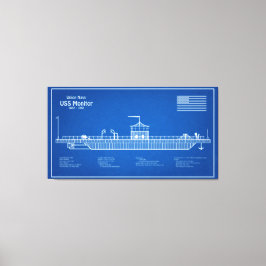 USS Monitor - Schip Blauwdruk Plannen ABD Canvas Afdruk