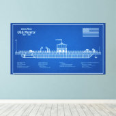 USS Monitor - Schip Blauwdruk Plannen ABD Canvas Afdruk (Insitu (Houten vloer))