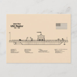 USS Monitor - Schip Blauwdruk Plannen SD Briefkaart