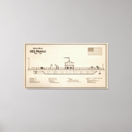 USS Monitor - Schip Blauwdruk Plannen SD Canvas Afdruk