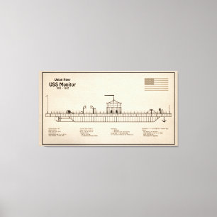 USS Monitor - Schip Blauwdruk Plannen SD Canvas Afdruk