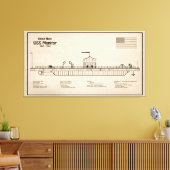 USS Monitor - Schip Blauwdruk Plannen SD Canvas Afdruk (Insitu (Woonkamer))