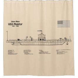 USS Monitor - Schip Blauwdruk Plannen SD Douchegordijn
