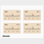 USS Monitor - Schip Blauwdruk Plannen SD Rechthoekige Sticker (Vel)