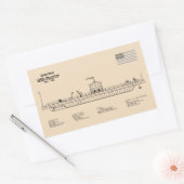 USS Monitor - Schip Blauwdruk Plannen SD Rechthoekige Sticker (Envelop)