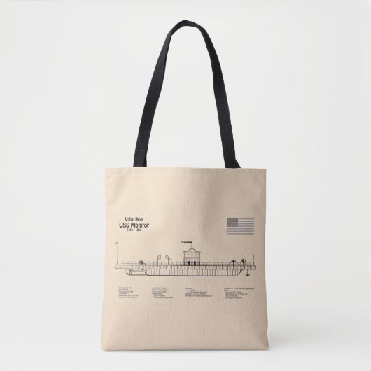 USS Monitor - Schip Blauwdruk Plannen SD Tote Bag (Voorkant)