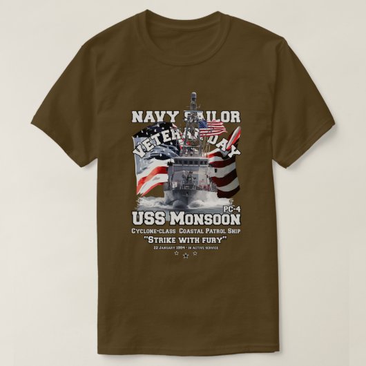 USS Monsoon PC4 Kustpatrouilleschip T-shirt (Design voorkant)