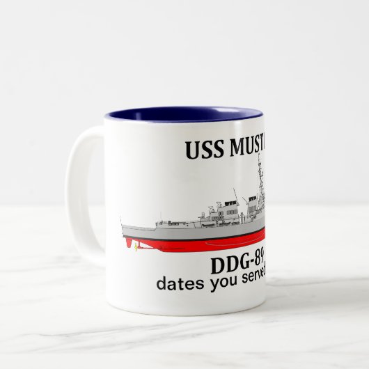 USS Mustin, DDG-89, aanpasbare data gediend Tweekleurige Koffiemok (Voorkant links)