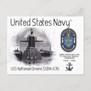 USS NATHANAEL GREENE SSBN-636 SUB - BRIEFKAART