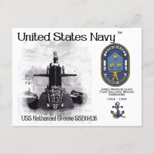 USS NATHANEAL GREENE SSBN-636 SUB. - BRIEFKAART
